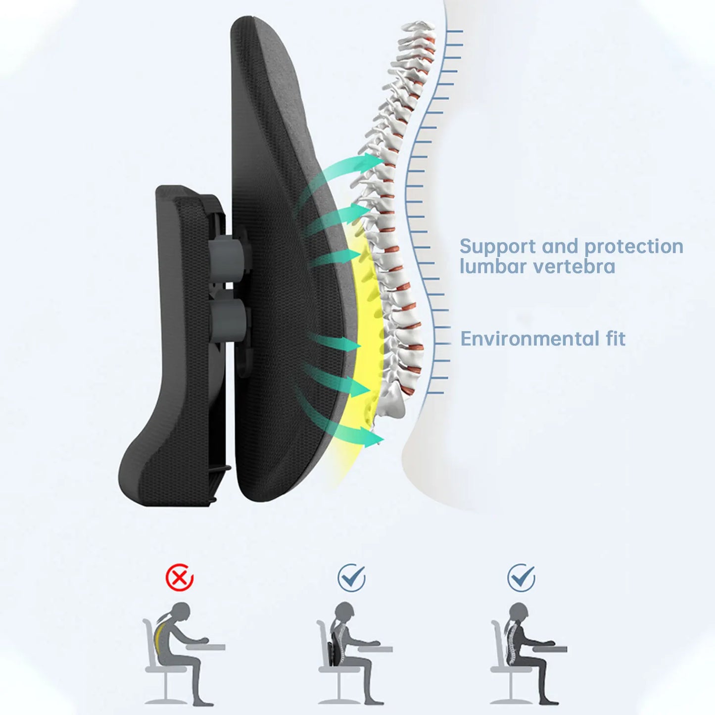 ErgoSupport™ Lumbar Cushion – Car & Office Back Support Pillow
