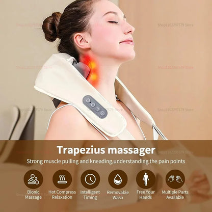 Neck Massager for Pain Relief deep Tissue Relieves Tension Kneading Massagerwith Heat Improves Circulation Eases Muscle Soreness