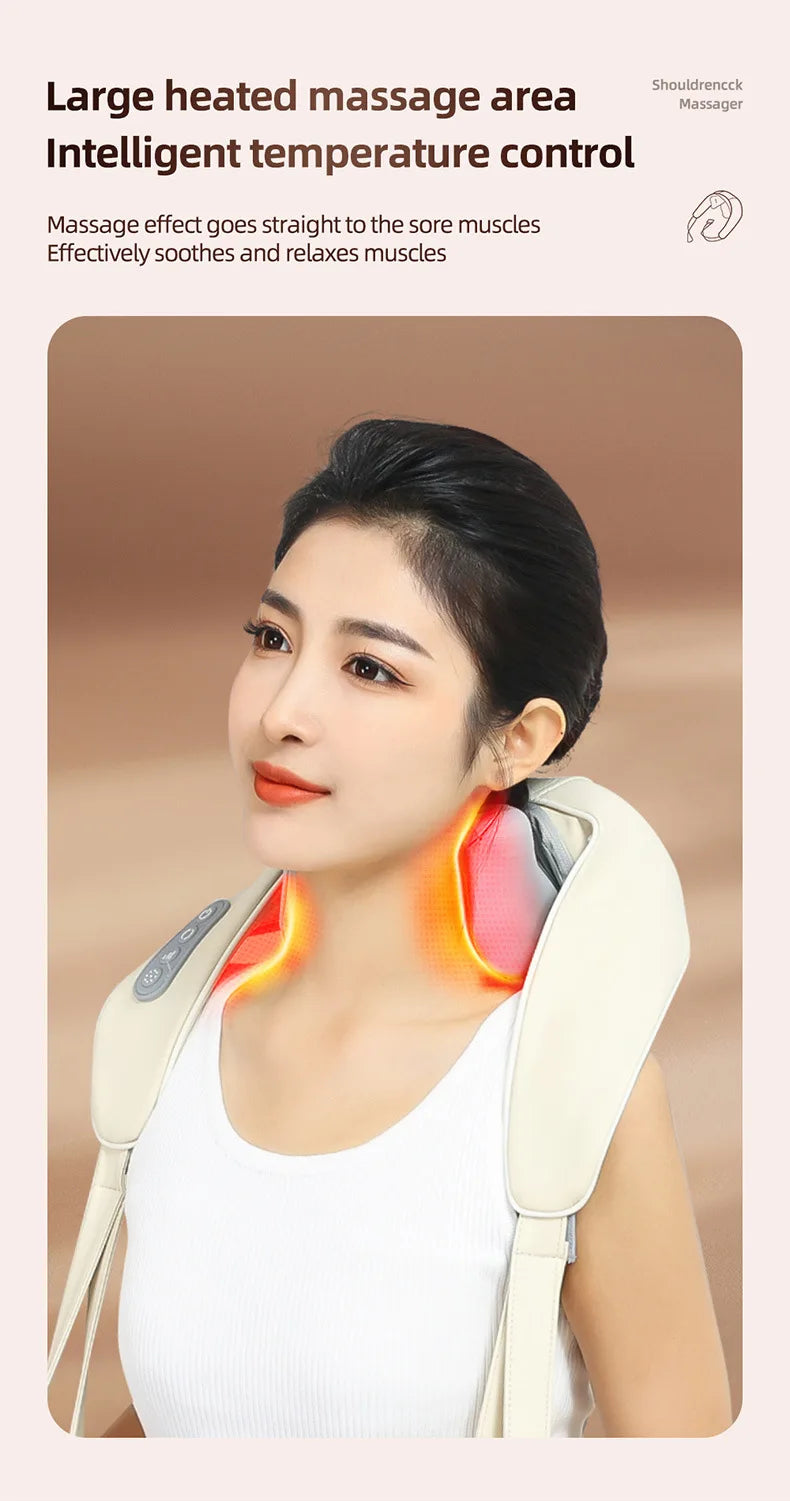 Neck Massager for Pain Relief deep Tissue Relieves Tension Kneading Massagerwith Heat Improves Circulation Eases Muscle Soreness