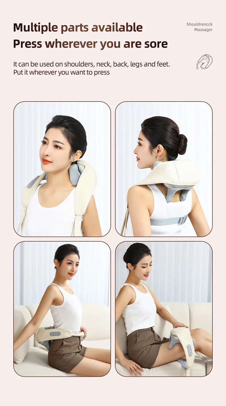 Neck Massager for Pain Relief deep Tissue Relieves Tension Kneading Massagerwith Heat Improves Circulation Eases Muscle Soreness