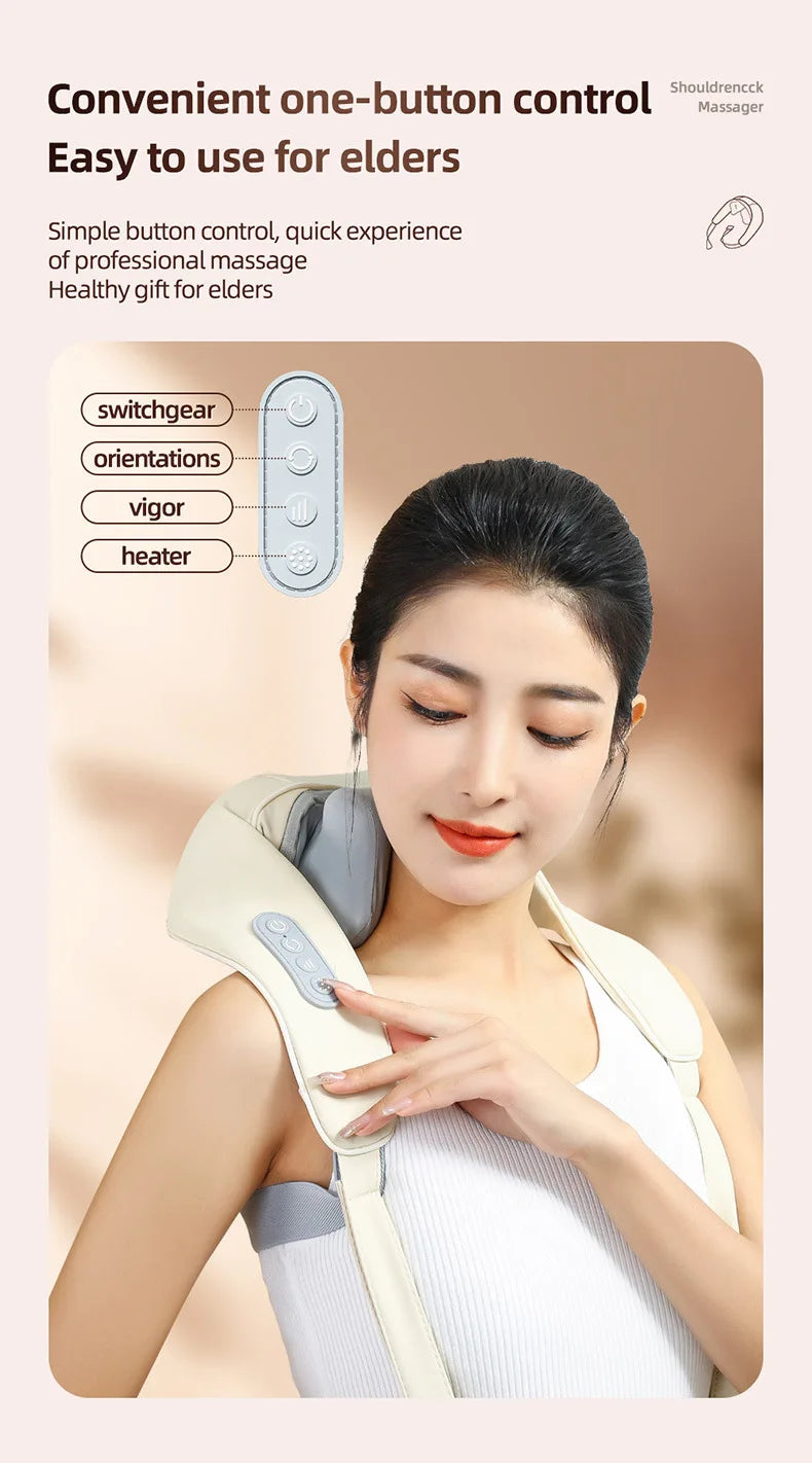 Neck Massager for Pain Relief deep Tissue Relieves Tension Kneading Massagerwith Heat Improves Circulation Eases Muscle Soreness
