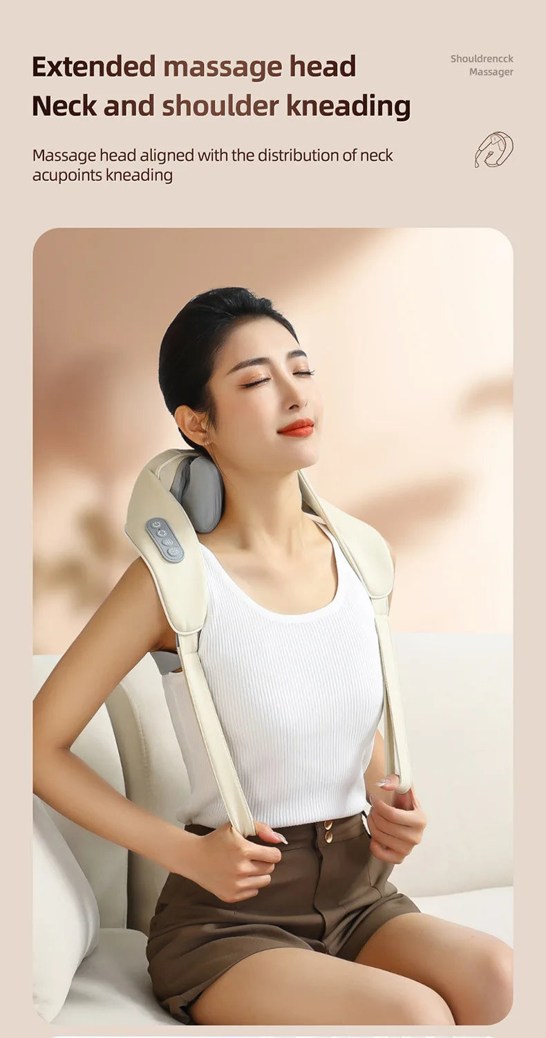 Neck Massager for Pain Relief deep Tissue Relieves Tension Kneading Massagerwith Heat Improves Circulation Eases Muscle Soreness