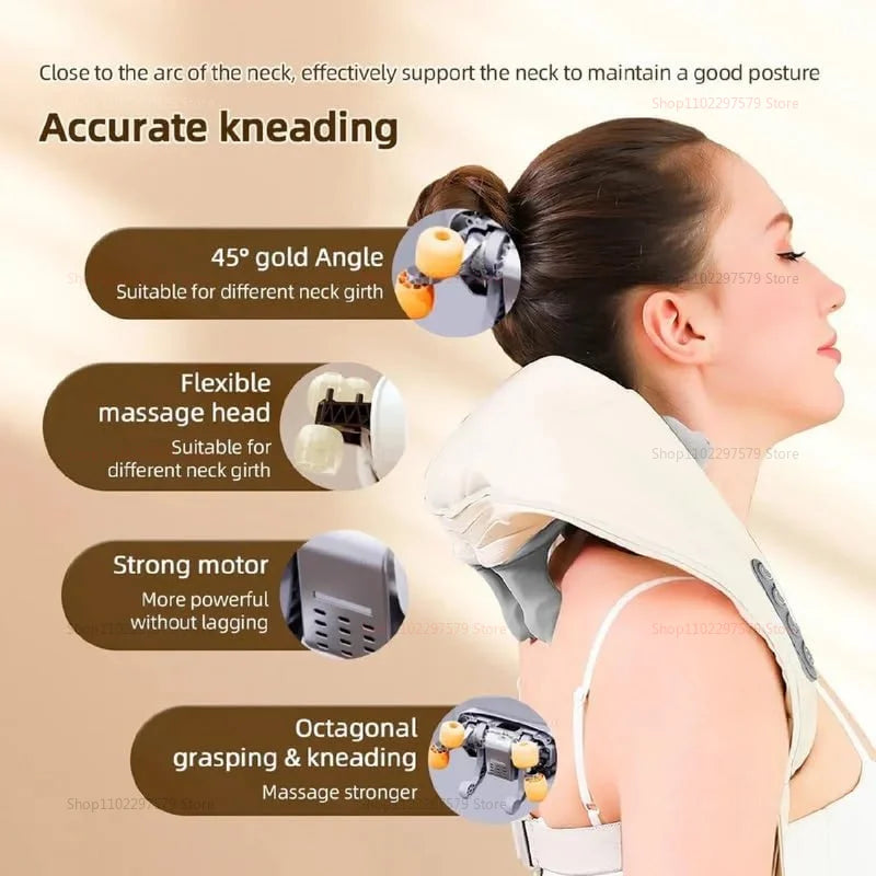 Neck Massager for Pain Relief deep Tissue Relieves Tension Kneading Massagerwith Heat Improves Circulation Eases Muscle Soreness