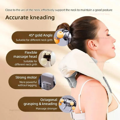 Neck Massager for Pain Relief deep Tissue Relieves Tension Kneading Massagerwith Heat Improves Circulation Eases Muscle Soreness