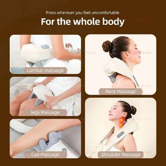 Neck Massager for Pain Relief deep Tissue Relieves Tension Kneading Massagerwith Heat Improves Circulation Eases Muscle Soreness