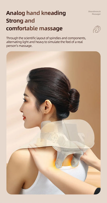 Neck Massager for Pain Relief deep Tissue Relieves Tension Kneading Massagerwith Heat Improves Circulation Eases Muscle Soreness
